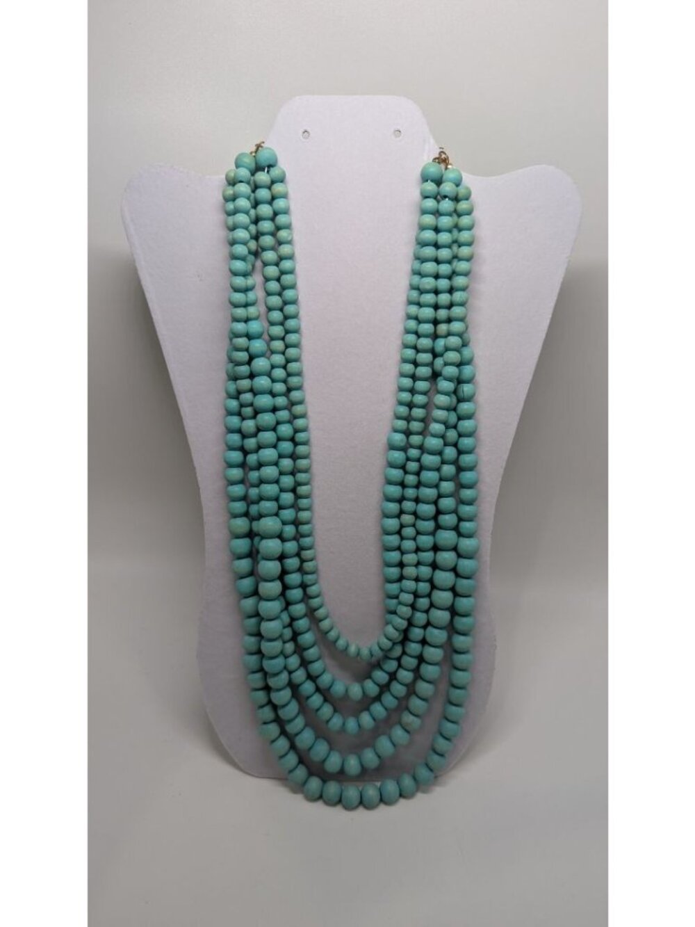 Source Unknown Turquoise Wood Beaded Multi-Strand Necklace